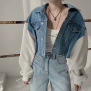 Korean Chic Patchwork Denim Jacket for Spring/Fall