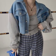 Korean Chic Patchwork Denim Jacket for Spring/Fall
